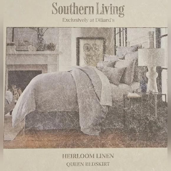 NEW Southern Living Heirloom Linen Queen Bedskirt- Gray- 18" Drop - Picture 2 of 5